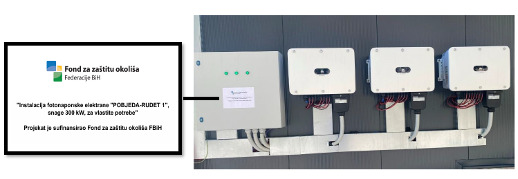 Instalacija fotonaponske elektrane POBJEDA-RUDET 1 snage 300 kW, sufinansirana od strane Fonda za zaštitu okoliša FBiH